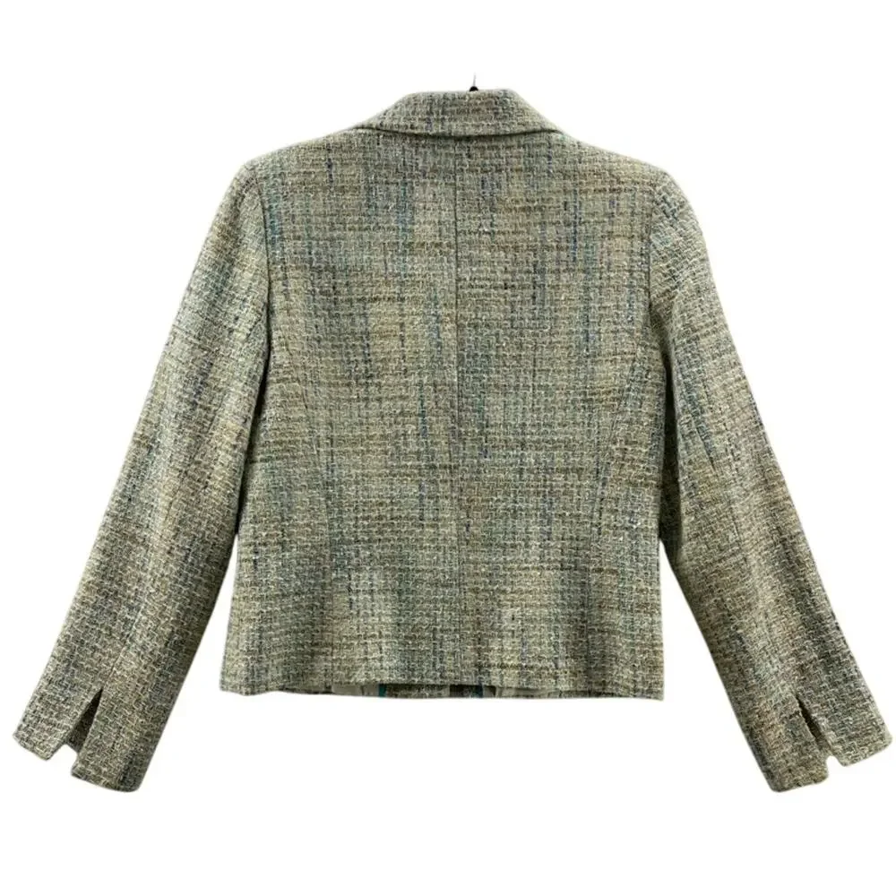 Austin Reed Womens Suit Jacket Blazer Multicolor Cotton Blend Plaid Career USA 4